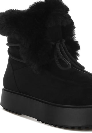 Bunting Faux Fur Collar Flatform Boots - 1985 the VAULT Boutique