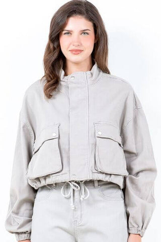 American Bazi Drawstring Hem Cargo Pocket Cropped Worker Jacket - 1985 the VAULT Boutique