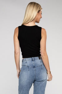 Basic Ribbed Scoop Neck Cropped Sleeveless Top - 1985 the VAULT Boutique