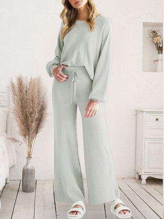 Long Sleeve Lounge Top and Drawstring Pants Set - 1985 the VAULT Boutique