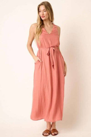 Mittoshop Cross Back Belted V Neck Tank Maxi Dress - 1985 the VAULT Boutique