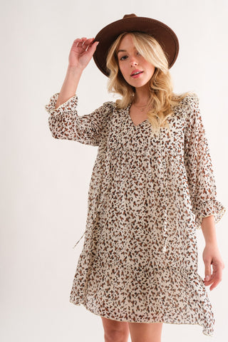 And The Why Leopard Ruffle Hem Woven Mini Dress - 1985 the VAULT Boutique