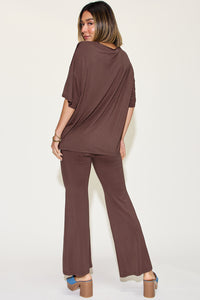 Basic Bae Full Size Bamboo Drop Shoulder T-Shirt and Flare Pants Set - 1985 the VAULT Boutique