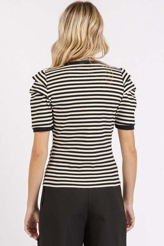 Mittoshop Striped Round Neck Puff Sleeve T-Shirt - 1985 the VAULT Boutique