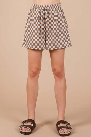 Ces Femme Checkered Round Neck Top and Shorts Set - 1985 the VAULT Boutique