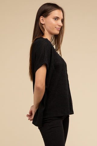 Dolman Short Sleeve Jacquard Sweater - 1985 the VAULT Boutique