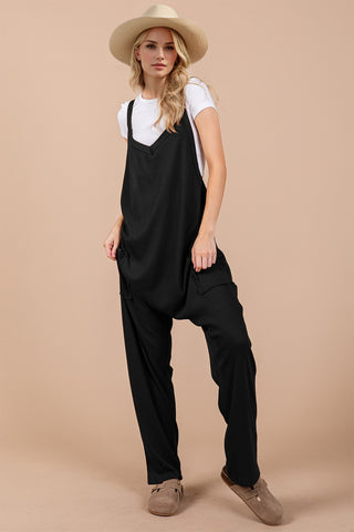 Oh Full Size V-Neck Wide Strap Overalls with Pockets - 1985 the VAULT Boutique