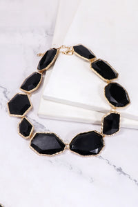 Geometrical Shape Zinc Alloy Frame Resin Necklace - 1985 the VAULT Boutique