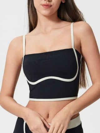 Millennia Contrast Trim Square Neck Active Cami with Detachable Chest Pads - 1985 the VAULT Boutique