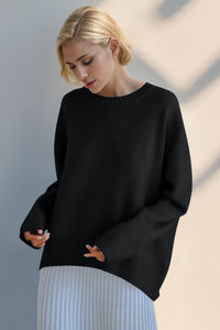 Basic Bae Round Neck Dropped Shoulder Sweater - 1985 the VAULT Boutique