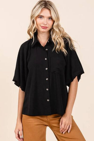 Mittoshop Airflow Short Bubble Sleeve Button Down Shirt - 1985 the VAULT Boutique