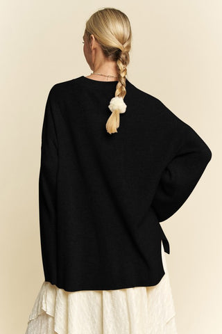 Davi & Dani High-Low Round Neck Drop Shoulder Sweater - 1985 the VAULT Boutique