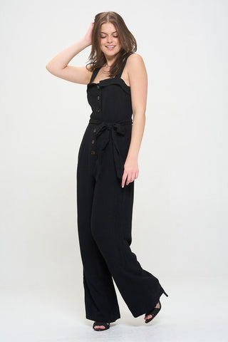 SLEEVELESS ADJUSTABLE STRAP BUTTON DOWN JUMPSUIT - 1985 the VAULT Boutique