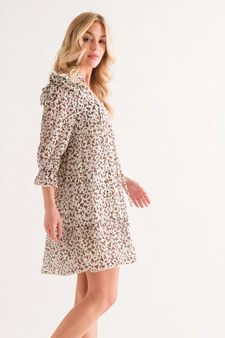 And The Why Leopard Ruffle Hem Woven Mini Dress - 1985 the VAULT Boutique