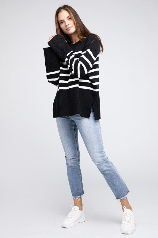 Ribbed Hem Stripe Sweater - 1985 the VAULT Boutique