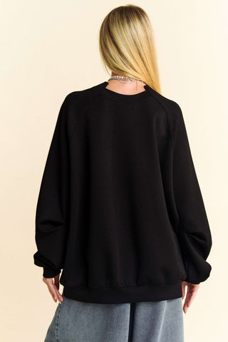 Davi & Dani Round Neck Raglan Sleeve Sweatshirt - 1985 the VAULT Boutique