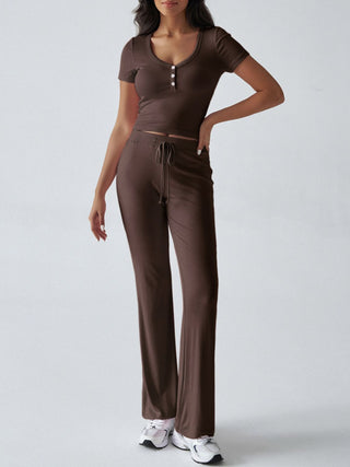 Devine Short Sleeve Top and Drawstring Pants Set - 1985 the VAULT Boutique