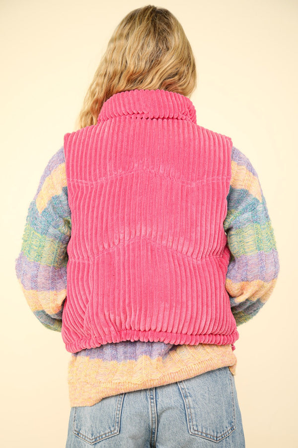 VERY J Zip Up Padded Corduroy Puffer Vest - 1985 the VAULT Boutique