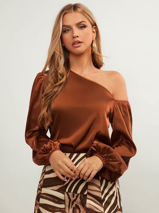 One Shoulder Long Sleeve Blouse - 1985 the VAULT Boutique