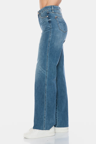 Judy Blue Full Size Tummy Control Cut Raw Hem Straight Jeans - 1985 the VAULT Boutique