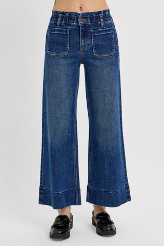 RISEN Elastic Band Wide Leg Jeans - 1985 the VAULT Boutique