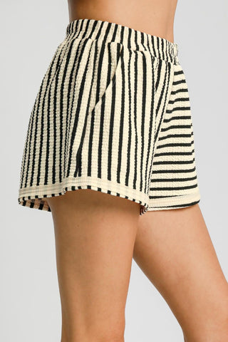 Umgee Elastic Waist Striped Shorts with Pockets - 1985 the VAULT Boutique