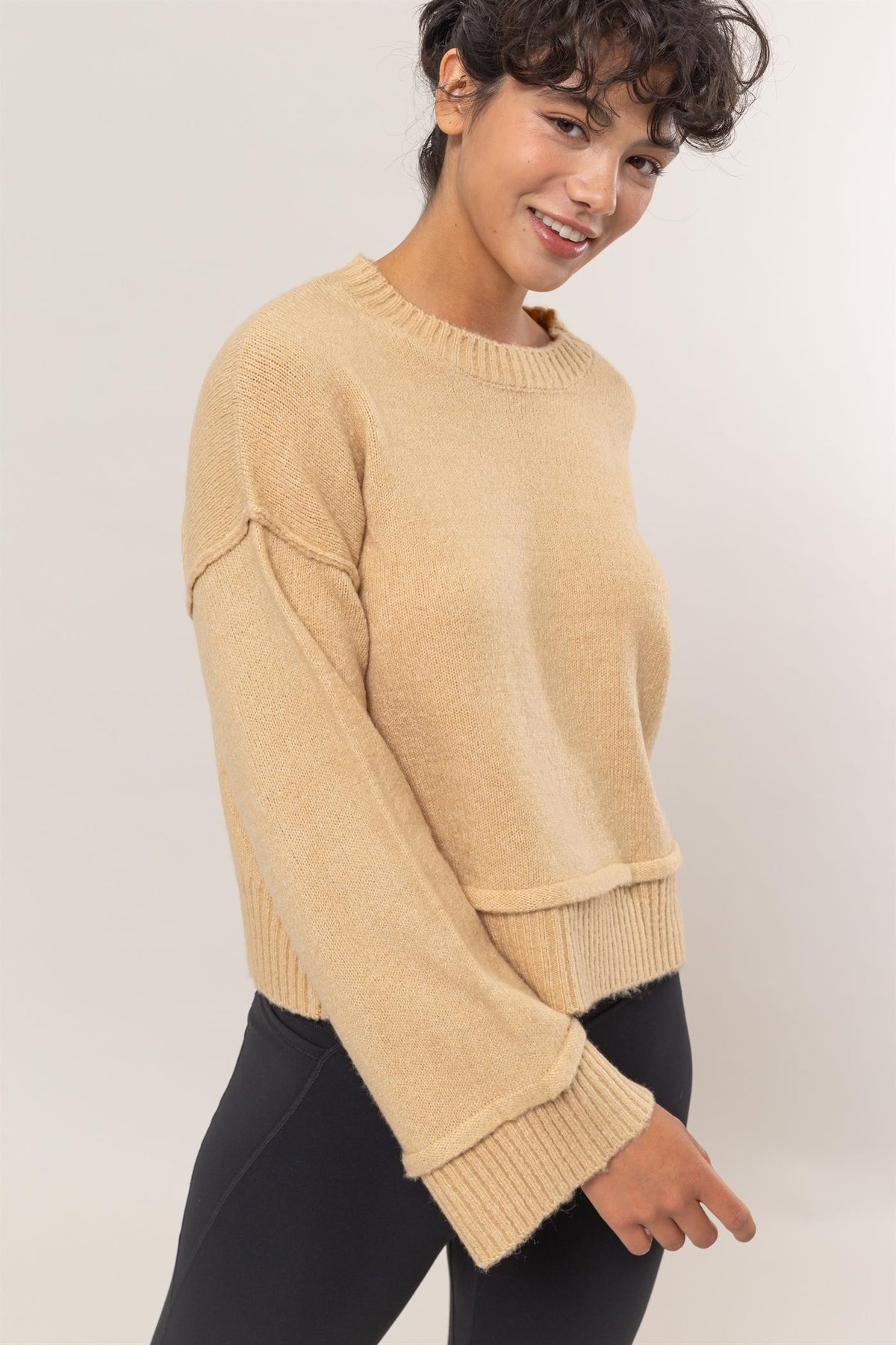 HYFVE Round Neck Dropped Shoulder Ribbed Sweater - 1985 the VAULT Boutique