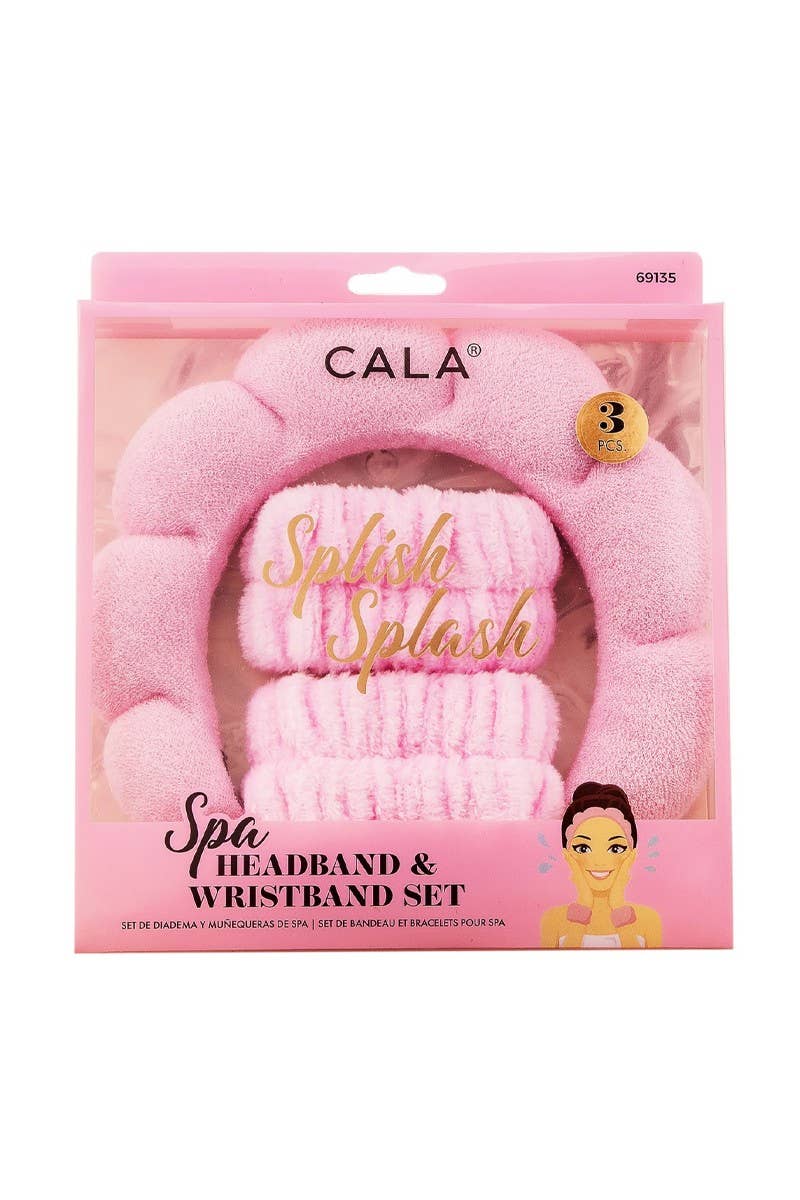 CALA Pink Spa Headband & Wristband Set