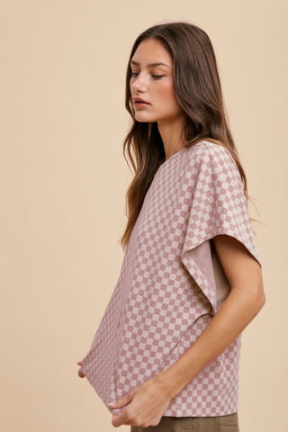 Annie Wear Checkered Round Neck Short Sleeve T-Shirt - 1985 the VAULT Boutique