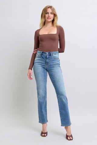 Judy Blue Full Size Wash Thermal Straight Jeans with Pockets - 1985 the VAULT Boutique