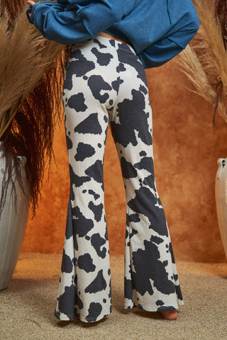 MOCHA COW PRINT FLARED PANTS - 1985 the VAULT Boutique