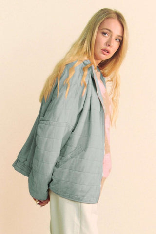 Davi & Dani Quilted Zip Up Dropped Shoulder Jacket - 1985 the VAULT Boutique