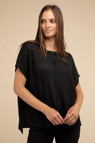 Dolman Short Sleeve Jacquard Sweater - 1985 the VAULT Boutique