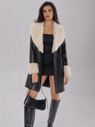 Fuzzy Long Sleeve Longline Coat - 1985 the VAULT Boutique