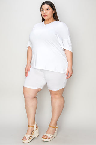 Basic Bae Bamboo Full Size  V-Neck Drop Shoulder T-Shirt and Shorts Set - 1985 the VAULT Boutique