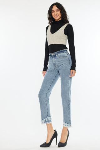 Kancan Raw Hem High Rise Straight Jeans - 1985 the VAULT Boutique