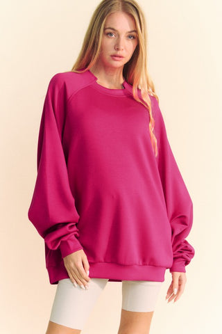 Davi & Dani Round Neck Raglan Sleeve Sweatshirt - 1985 the VAULT Boutique