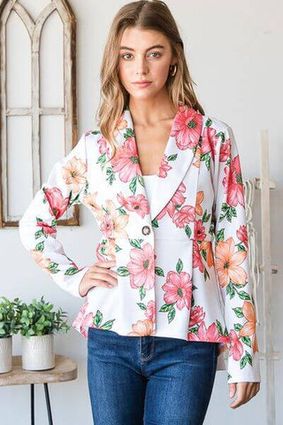 Heimish Full Size Multi Color Floral Blazers with Tunic Plus Size - 1985 the VAULT Boutique