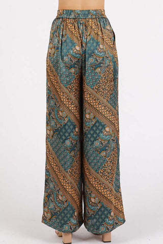 Mittoshop Paisley Patchwork Print Satin Wide Leg Pants - 1985 the VAULT Boutique