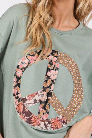 SAGE + FIG Floral Peace Patch Round Neck Top - 1985 the VAULT Boutique