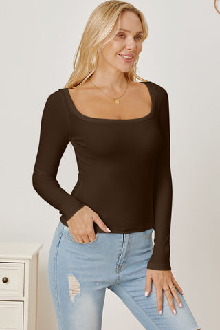 Square Neck Long Sleeve T-Shirt - 1985 the VAULT Boutique