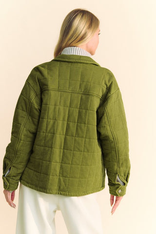 Davi & Dani Quilted Button Down Shacket with Chest Pockets - 1985 the VAULT Boutique