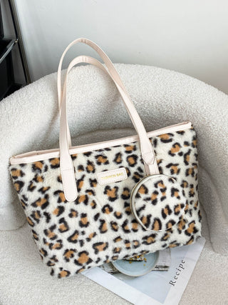 Leopard Faux Fur Tote Bag with Coin Purse - 1985 the VAULT Boutique