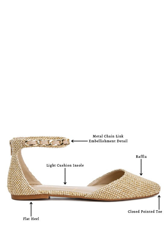 Buqisi Chain Embellished Flat Sandals - 1985 the VAULT Boutique