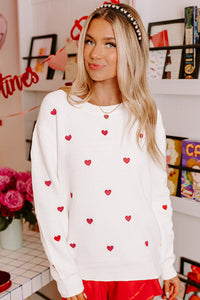 Heart Round Neck Long Sleeve Sweater - 1985 the VAULT Boutique