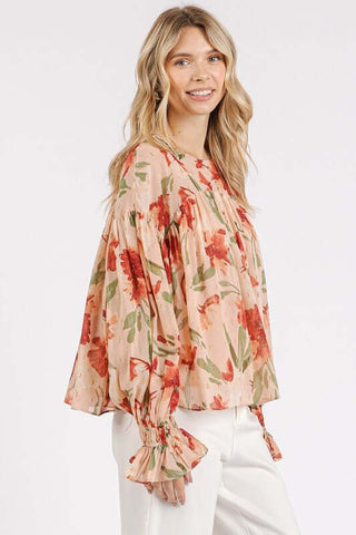 Mittoshop Floral Round Neck Flounce Sleeve Blouse - 1985 the VAULT Boutique