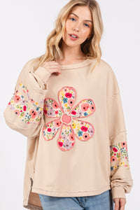 SAGE + FIG Daisy Patch Applique Long Sleeve Sweatshirt - 1985 the VAULT Boutique