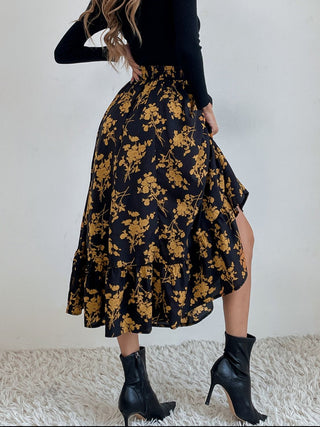 Printed Elastic Waist Midi Skirt - 1985 the VAULT Boutique