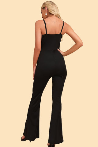 Spliced Mesh Spaghetti Strap Jumpsuit - 1985 the VAULT Boutique