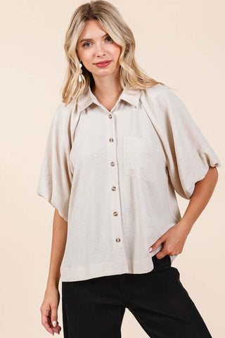 Mittoshop Airflow Short Bubble Sleeve Button Down Shirt - 1985 the VAULT Boutique